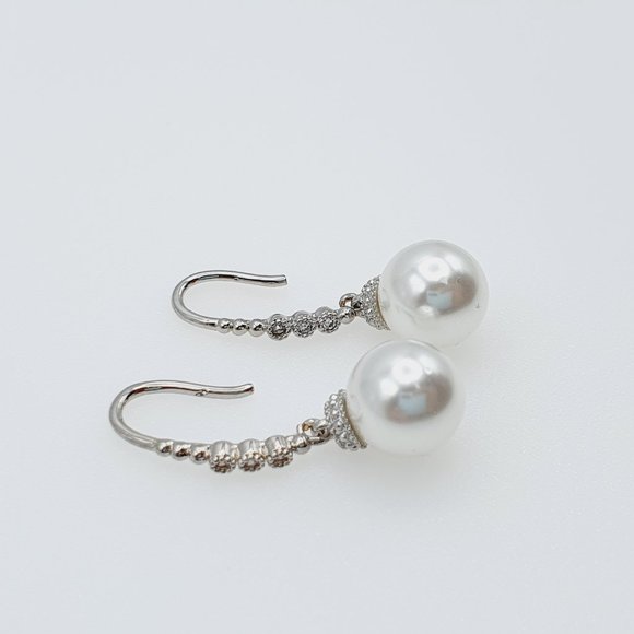 "Dainty Hot Silver Plated Exclusive Pearl Earrings for Women, - Picture 7 of 7